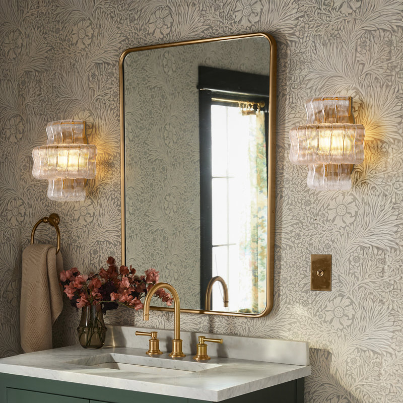 2- Light Iron Flush Mounted Sconce With Clear Glass