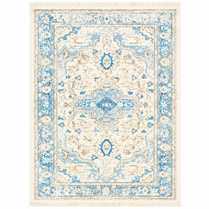Machine Made Polyester Area Rugs - Rectangle | Gray Blue Color, Oriental Design, Low Pile Machine Made Area Rugs for Living Room, Bed Room