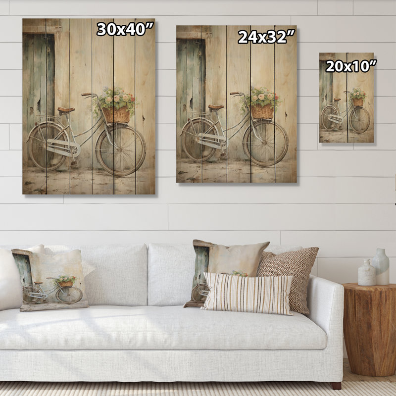Vélo «Peaceful Rides II» sur bois, H 20 po x l 10 po x P 0,78 po