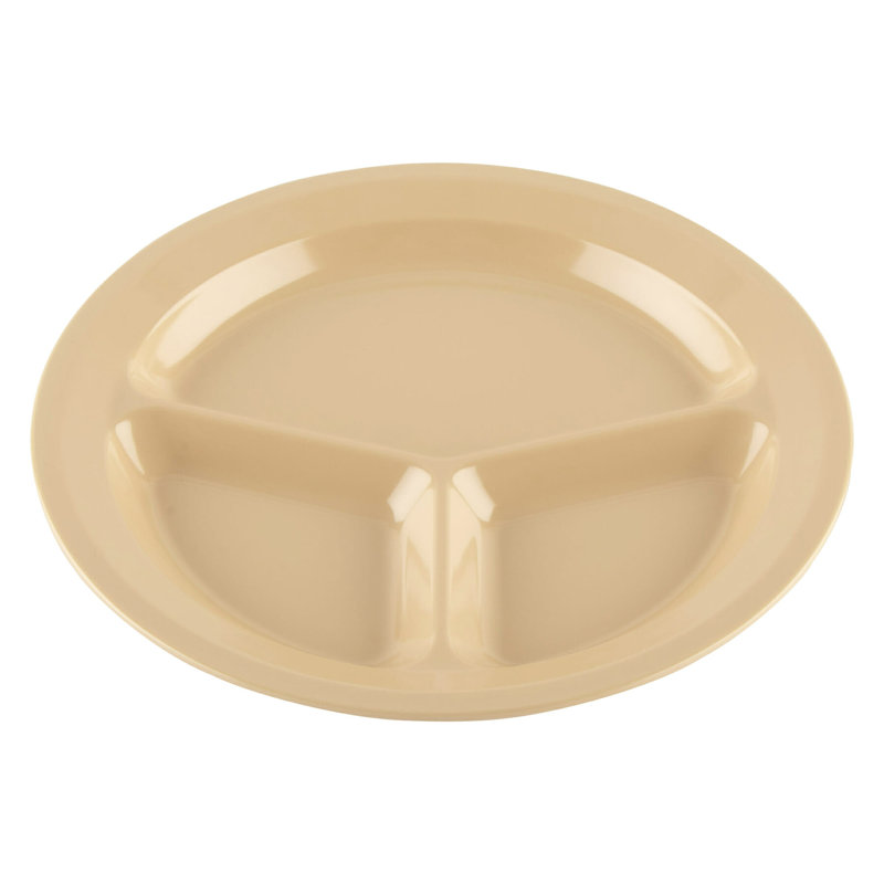 3 Compartment Plate - Deep 11'' , Set of 12, Tan