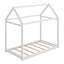 Lit simple en forme de maison au sol, structure de lit basse en bois massif avec toit-1825194262