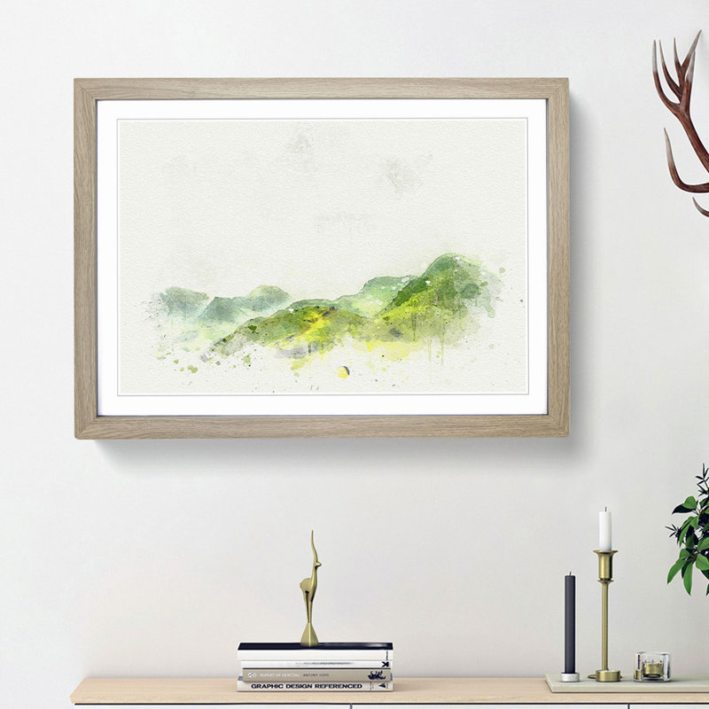 Mountains of the Lake District in Abstract - Framed Print, 48cm H x 65cm W x 2cm D, Oak Framed