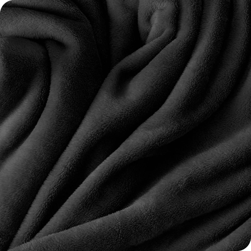 Black Microplush Fleece Reversible Throw Blanket
