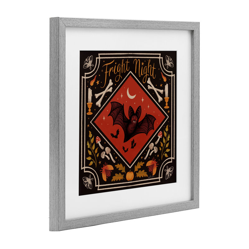 «Fright Night Bat & Botanicals», reproduction encadrée sous verre, conception de Janelle Penner, H 13 po x l 13 po