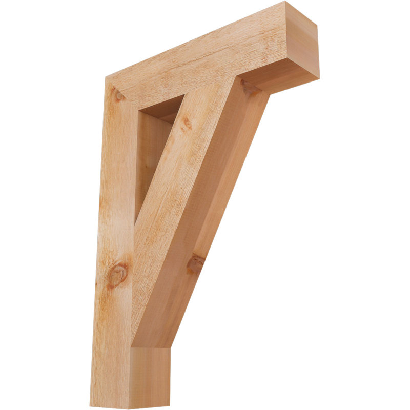 6"W x 26"D x 38"H Traditional Block Rough Sawn Bracket, Western Red Cedar, 38" H x 6" W x 26" D