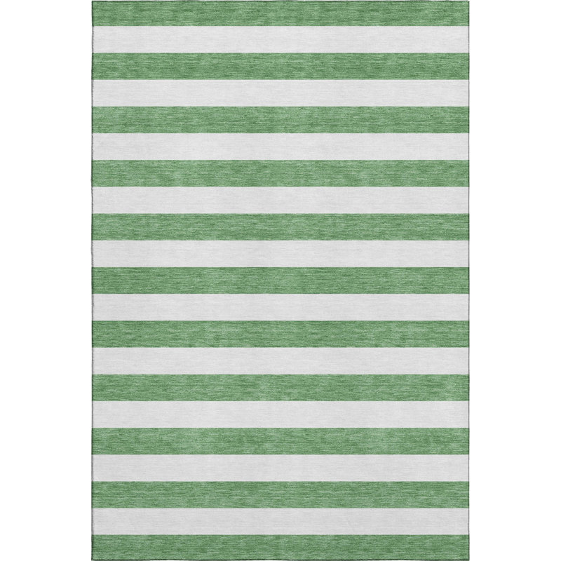 Premium Machine Washable Cerrito AMF528 Green Rug, Rectangle 8' x 10'