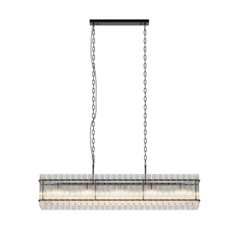 Modern Rectangular Crystal Glass Chandelier, Black