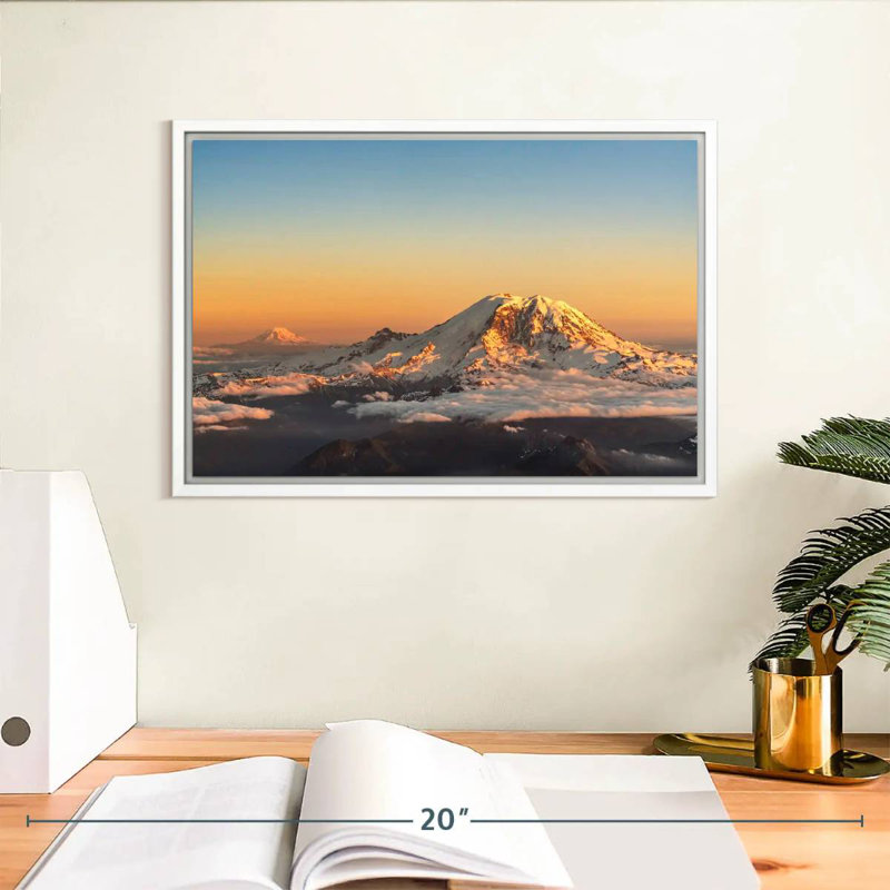 Winter Cascade Range, Floating Frame White, 13" X 9"