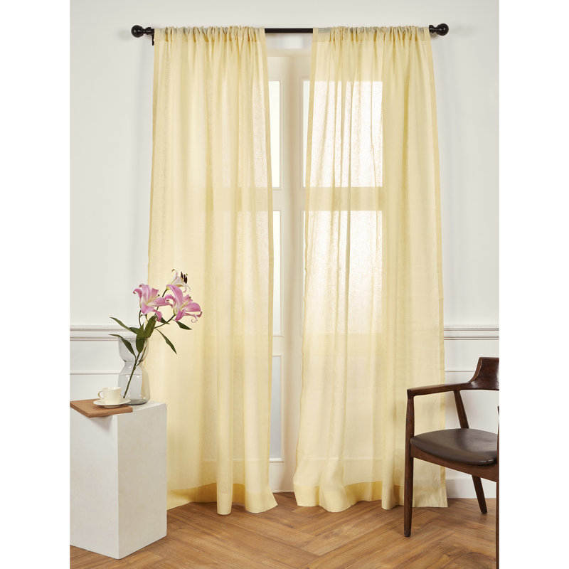 Sheer Curtain with Rod Pocket, 52" W x 63" L, Beige