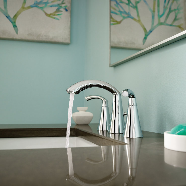 Glyde Widespread Bathroom Faucet with Drain Assembly, Chrome