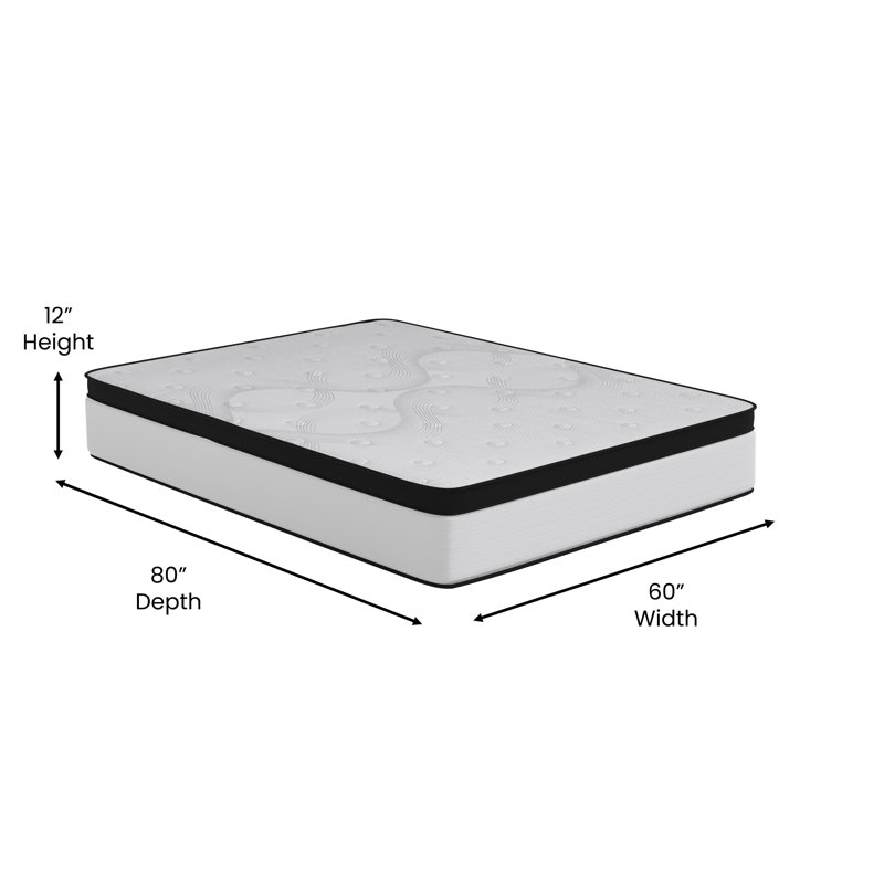 Capri Comfortable Sleep Extra Firm Pocket Spring and Foam Hybrid Mattress by Flash Furniture, Queen, 12"