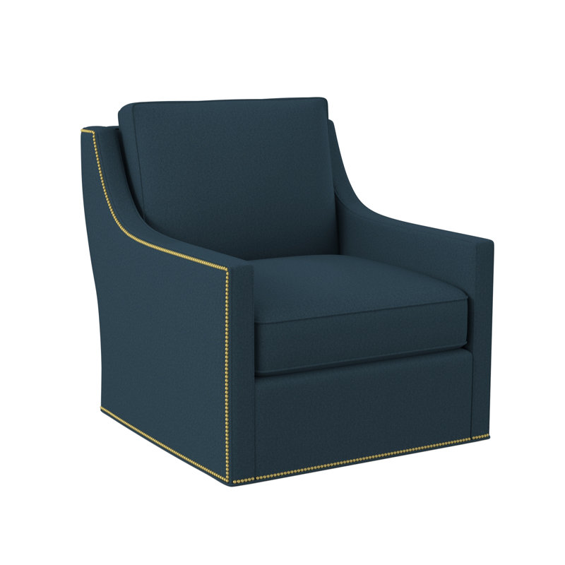 Sonoma Upholstered Swivel Armchair, Margaret Lagoon Polyester Blend, Polished Brass Small