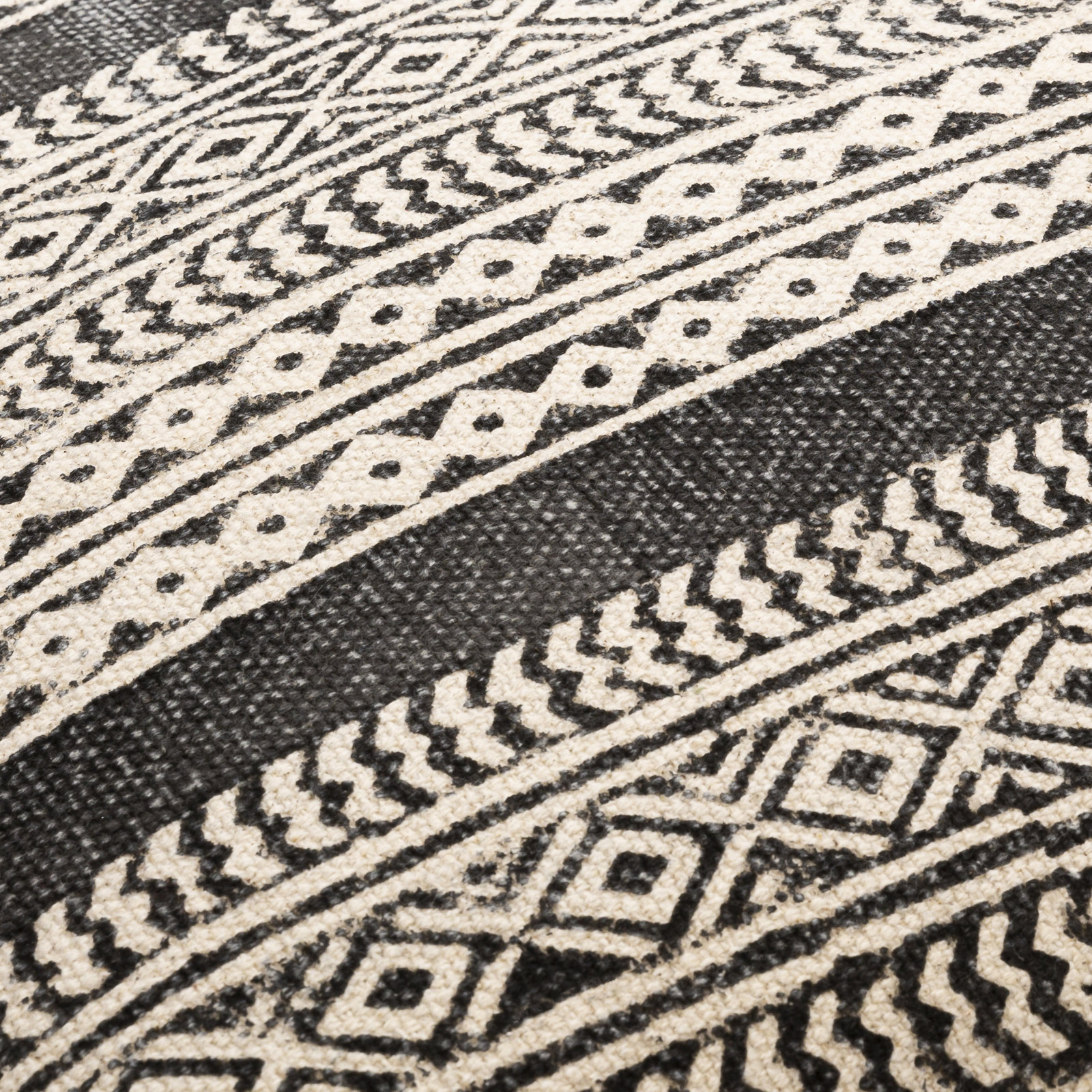 Zetta Geometric Cotton Throw Pillow, Beige/Black, Polyester/Polyfill, 20" x 20"