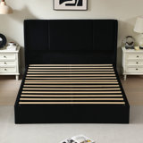 Juanetta Hydraulic Lift Up Storage Wingback Upholstered Platform Bed