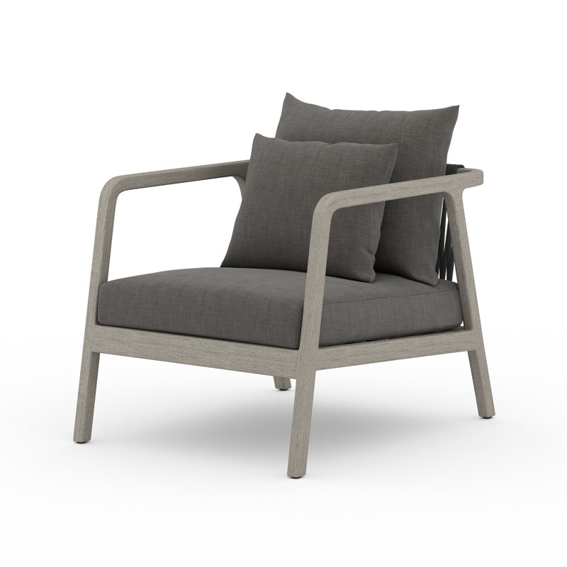 Layne Teak Outdoor Lounge Chair, Charcoal, Gray