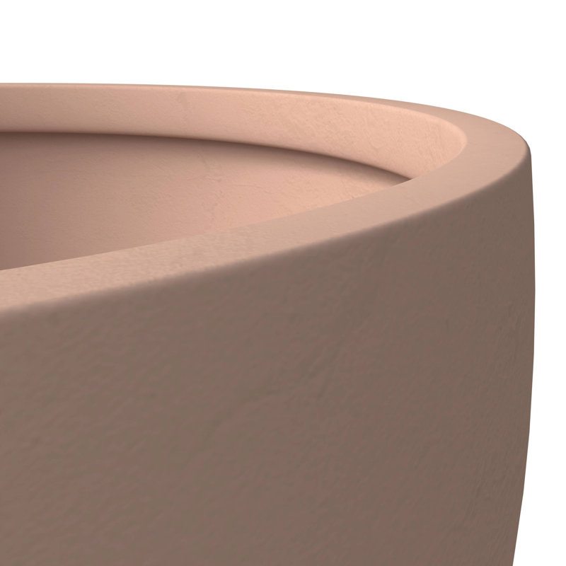 Rynley Modern Fiberstone and Clay Planter - Round Plant Pot with Drainage Holes for Indoor and Outdoor Home , Terra Cotta