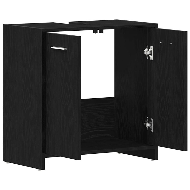 Avrumy Bathroom Cabinet, Black Oak