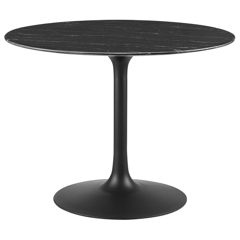 Modway Lippa Circular Artificial Marble Dining Table, Black, 28" W x 28" L
