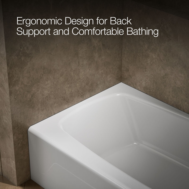 Seaforth™ 54" x 30" Alcove/Tile in Soaking Cast Iron Bathtub, White, Right
