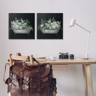 Ensemble de 2 reproductions d'art sur toile remplies de fleurs blanches par Nan