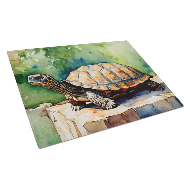 Turtles Tortoises Glass Cutting Board Large