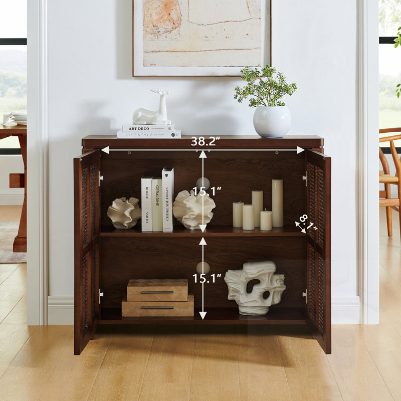 Buffet en rotin avec trous de sortie, Walnut