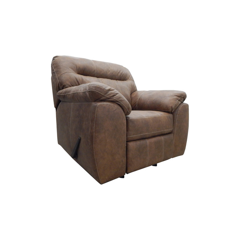 Red Barrel Studio® Rocker Recliner Chair in Faux Leather, Brown
