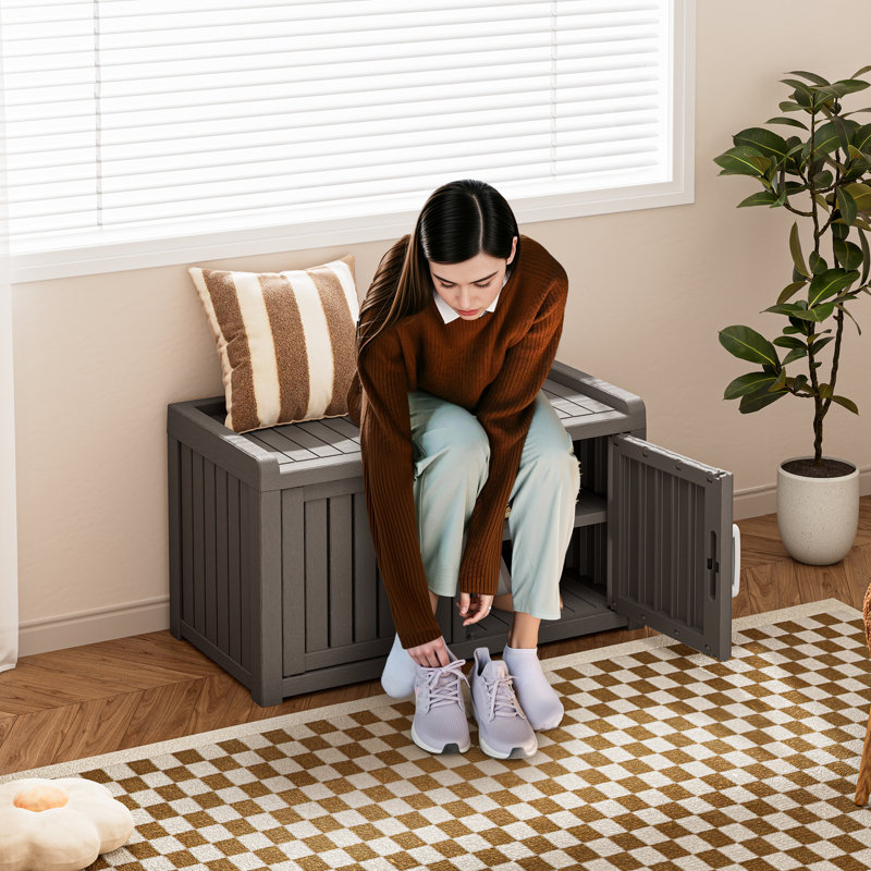 Shoe Storage Cabinet For Entryway With Adjustable Shelf, Gray