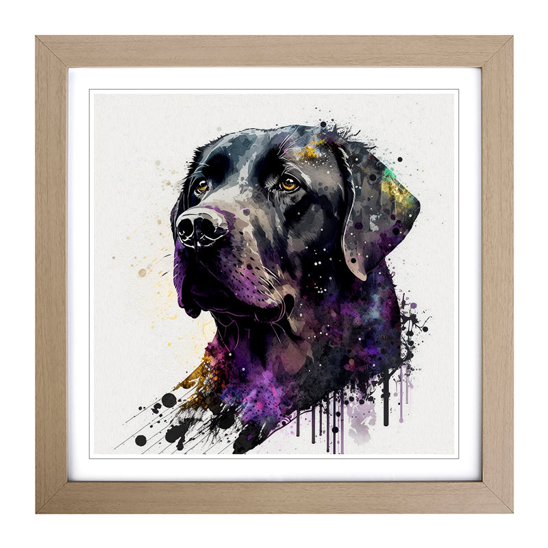 Labrador Retriever Splatter - Framed Print, Oak