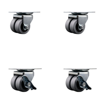 4-Piece Low Profile Thermoplastic Caster Set