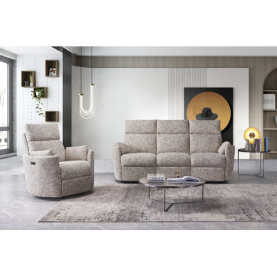 Ensemble de salon inclinable électrique moderne - canapé 3 places avec table rabattable et fauteuil inclinable simple