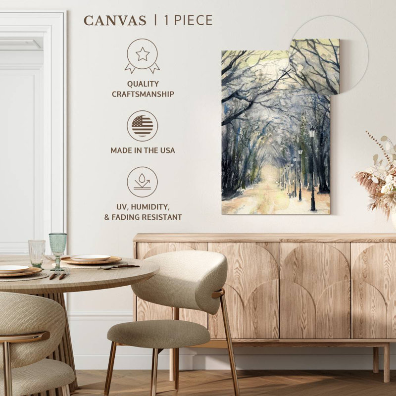 Wintry Park Path, 39" H x 26" W