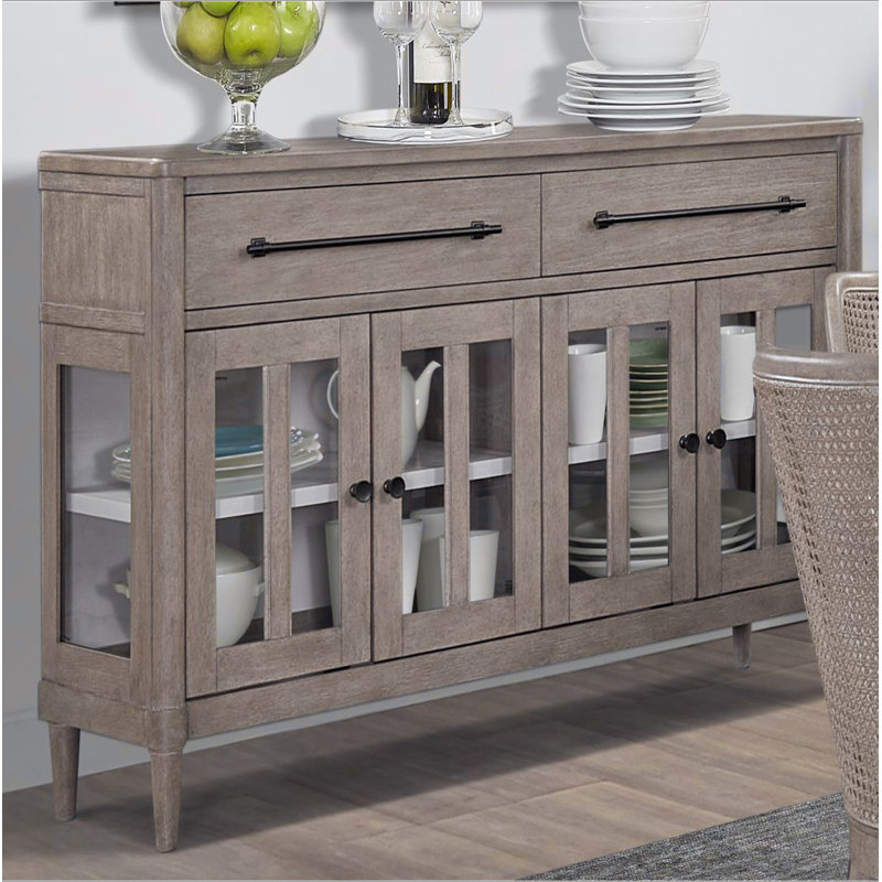 Round Expandable Dining Table with 4 Ladderback Chairs a Glass Door Server and Display Case