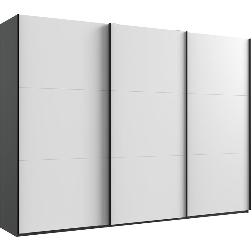 Guardino 3 Door Wardrobe, 236cm H x 300cm W x 65cm D, White/Graphite