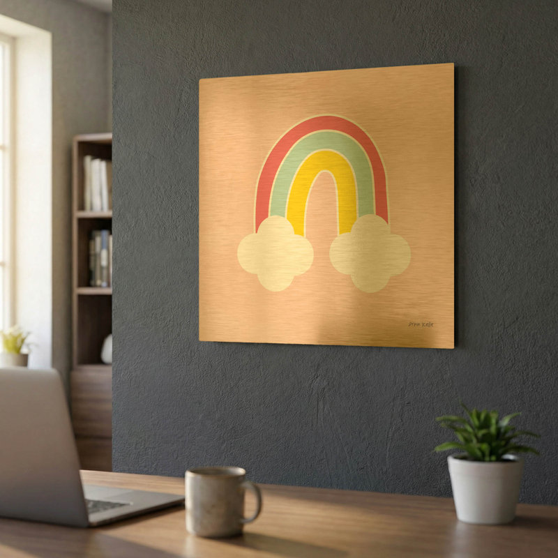 «His Rainbow» par Ann Kelle, art mural en métal doré, 24 po x 24 po, 24 po x 24 po