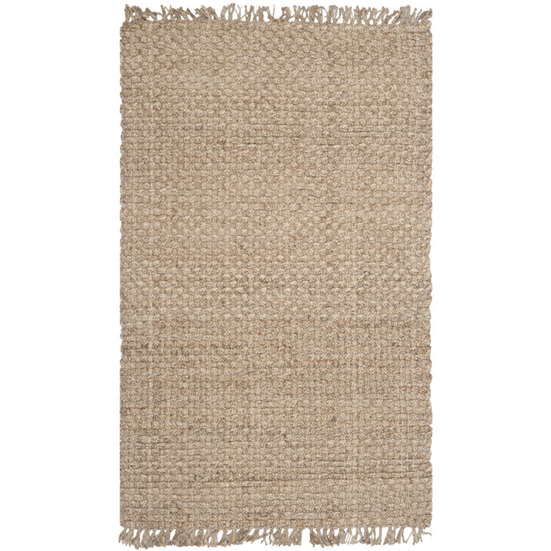 Tapis de couleur unie en jute tissé à la main Jakwaun, Rectangle 4 pi x 6 pi