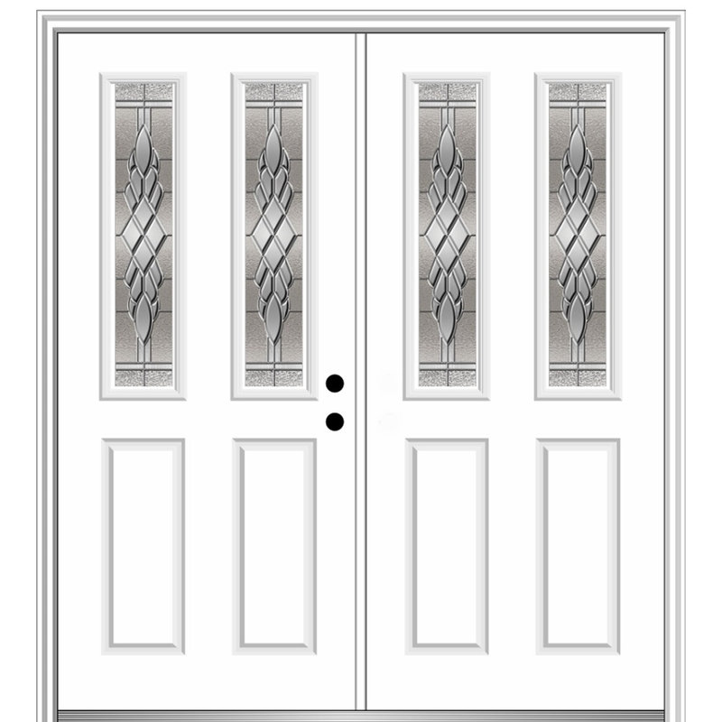 Grace Primed Steel Prehung Front Entry Door, 82.25" H x 62" W, Left-Hand Inswing