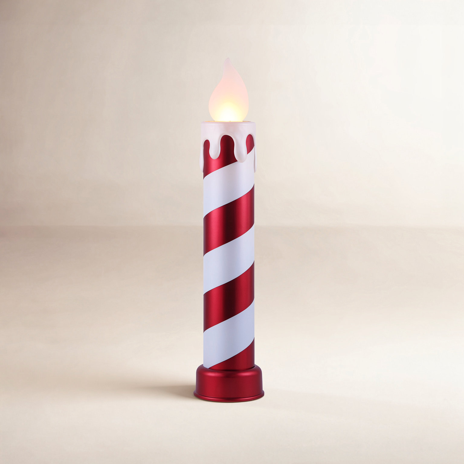 Outdoor 36" Metallic Blow Mold Candle, Red/White