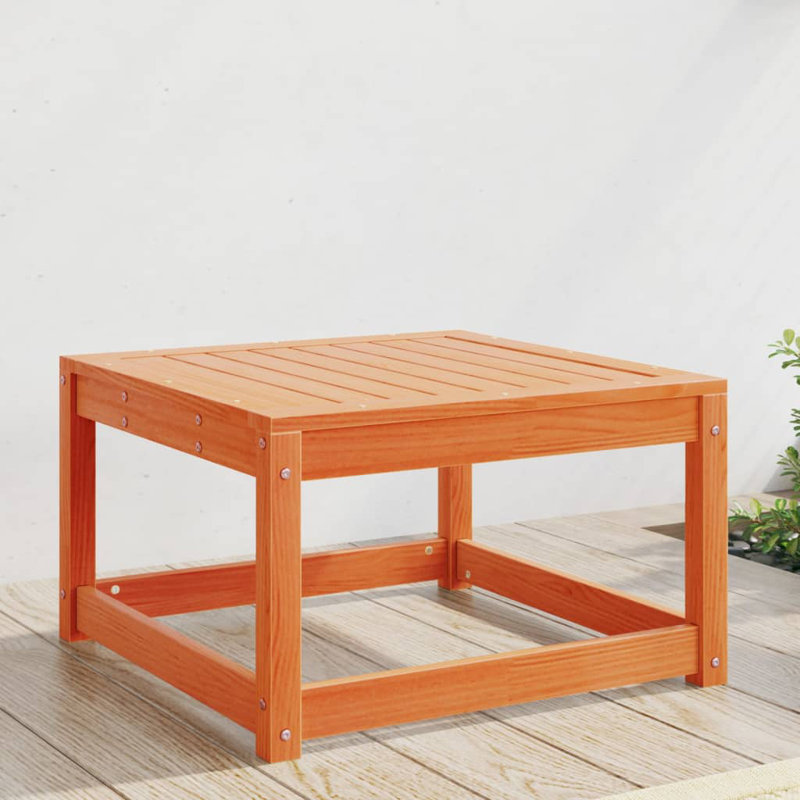 Garden Footstool Solid Wood Pine, Wax Brown