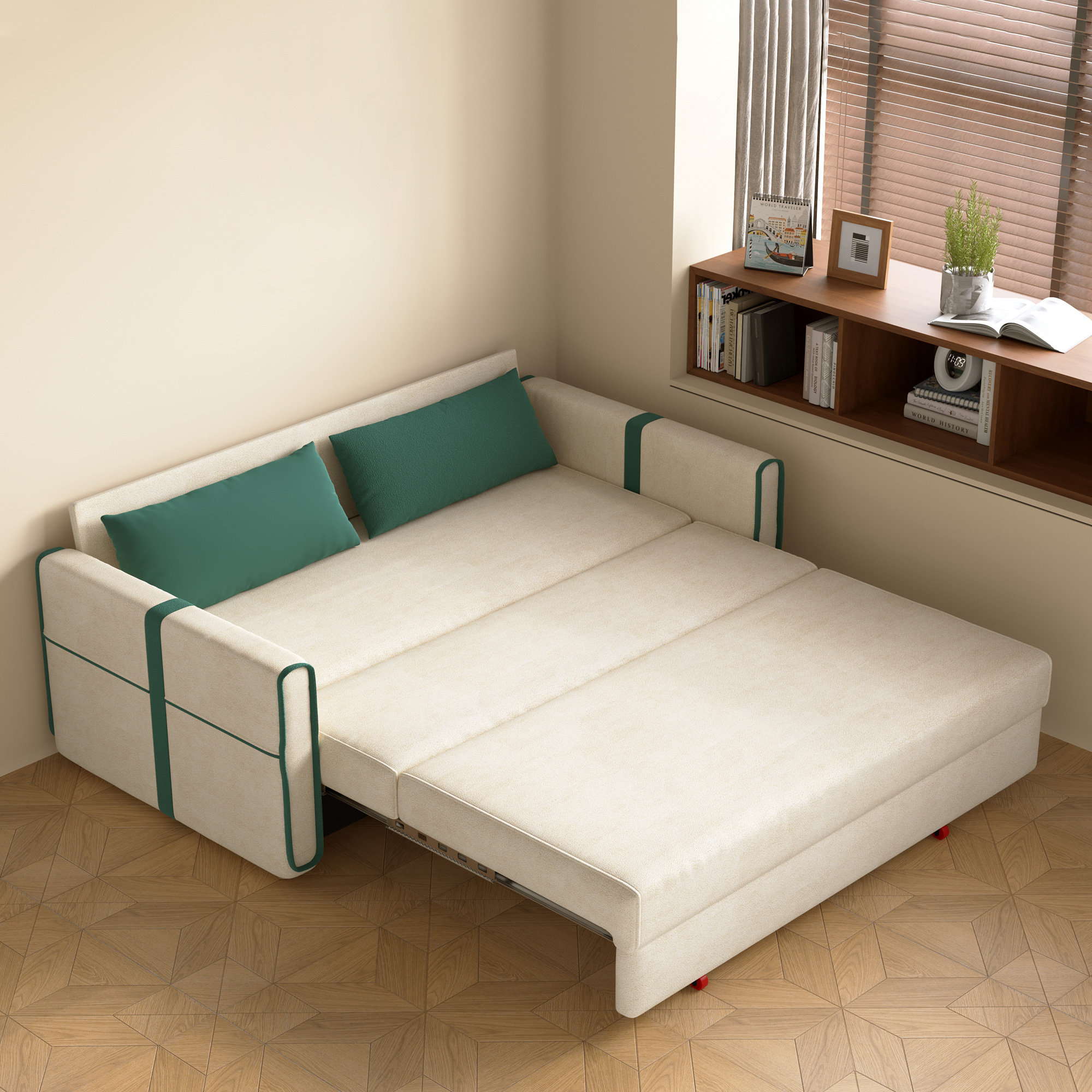 Latitude Run® 3 in 1 Folding Sofa Bed with Storage Space, Velvet Fabric ... - Budget Folding Sofa Bed Options