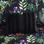Couette 5 pièces pour lit double/queen, noire avec un imprimé botanique captivant, 2 coussins décoratifs, taies d'oreiller assorties, lavable à la machine, noire, imprimé rehaussé, garnissage, par