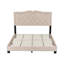 Lit plateforme tapissier grand avec motif de rivets, lit plateforme moderne en velours avec tête de lit capitonnée, beige-1883005057-1883005070
