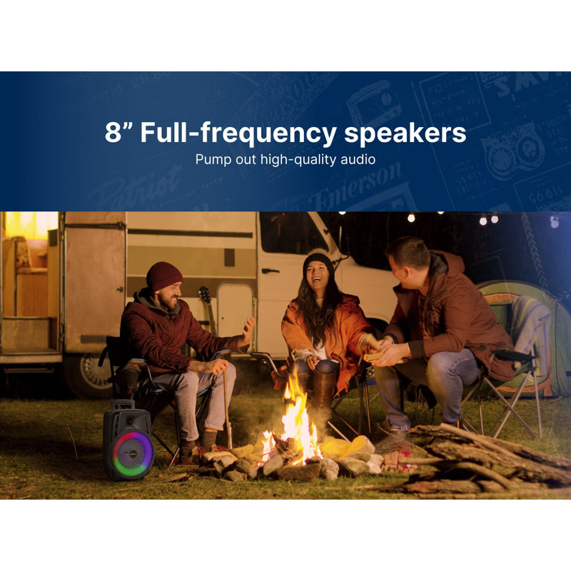 8" Bluetooth Party Speaker with Multi-Color Round Running Lights