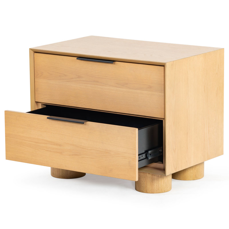 Addyson Wood 2 Drawer Nightstand, Natural
