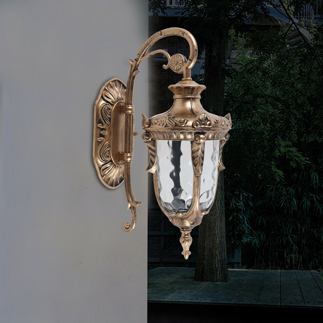 Woolsey Gold 46cm H Colourful Glass Outdoor Wall Lantern