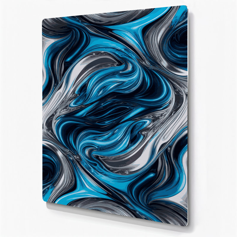 Abstrait fluide, art mural gris en métal 61, H 11 po x l 14 po