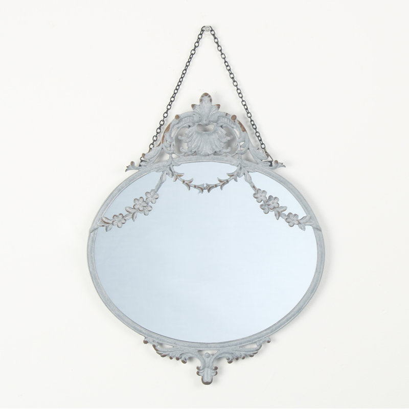 Metal Flat Wall Mirror, Grey