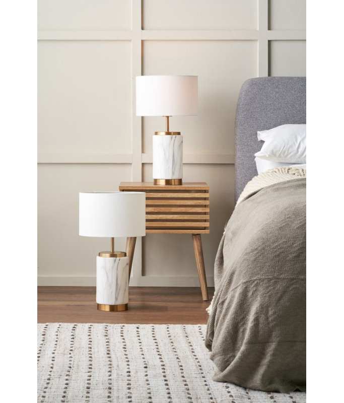 Bellamee Ceramic Table Lamp, White, Gold