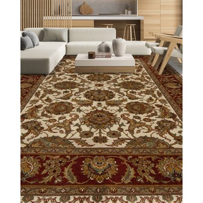 Tapis rectangulaire en laine noué à la main