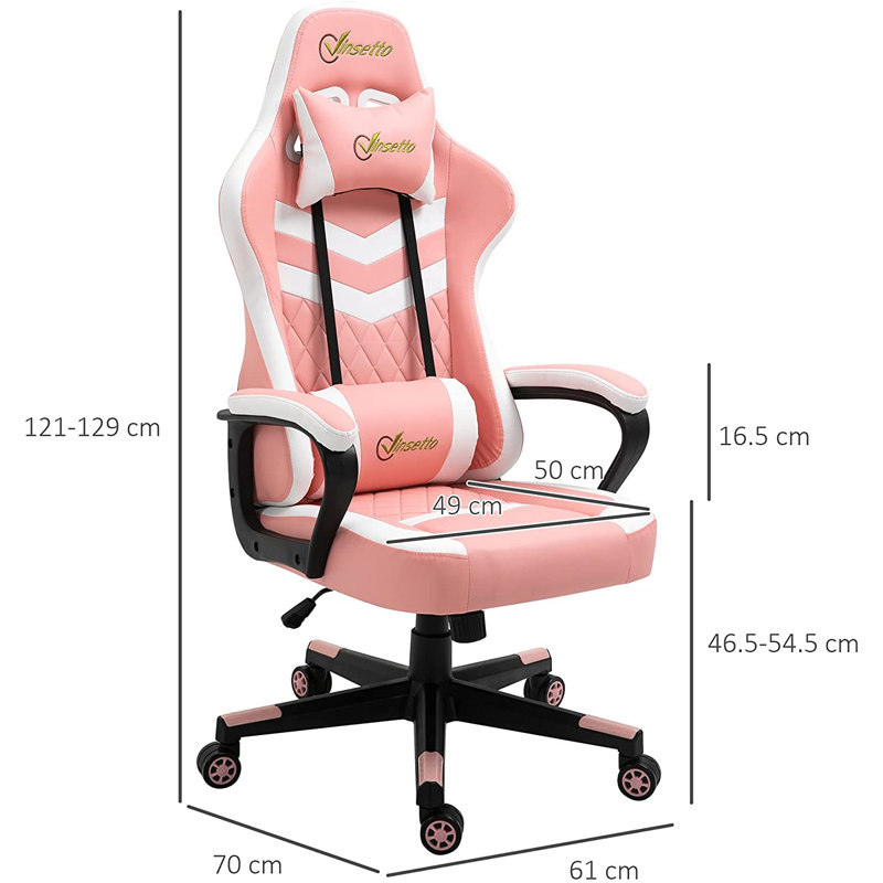 HOMCOM Adjustable Faux Leather Swiveling PC & Racing Game Chair, Pink